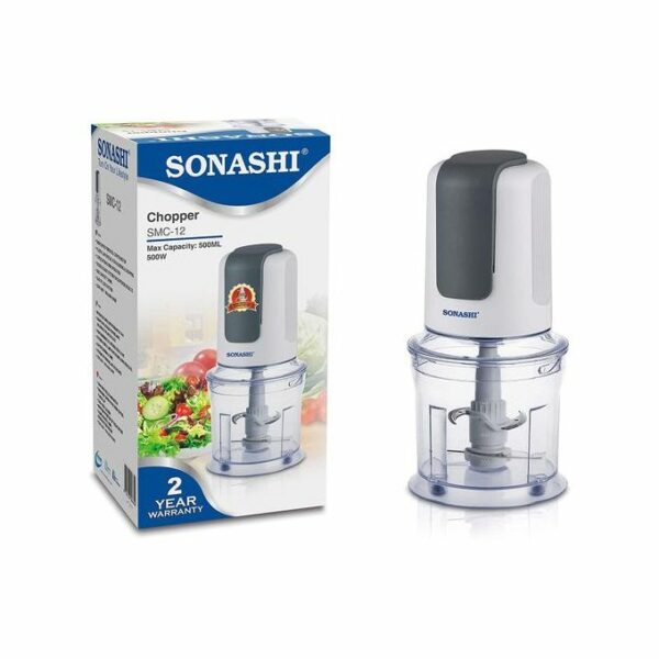 Sonashi Mini Hachoir À Double Lame - Smc-12 - 500 Ml - 500 W - Blanc/gris – Image 4