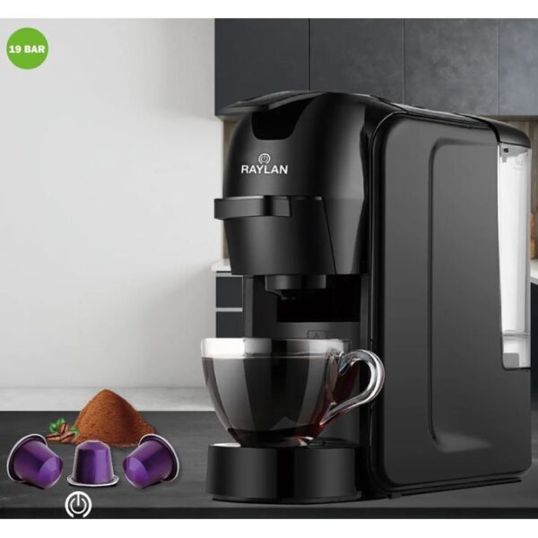 RAYLAN Machine À Cafe 19 Bar Capsule Compatible Nespresso/Cafe Poudre-1450W-Rouge – Image 3