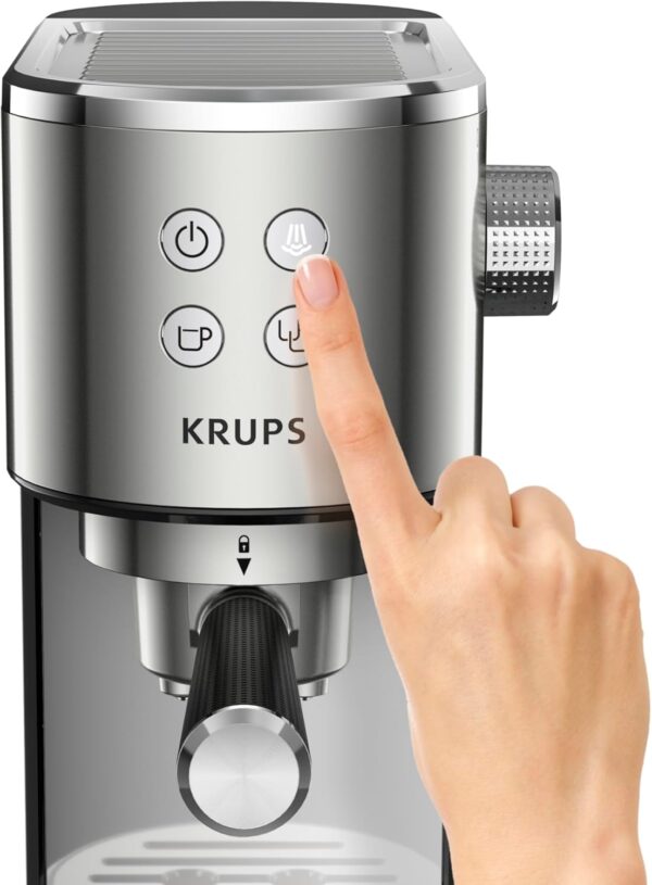 Krups INOX 1L Machine Expresso Virtuoso Automatique, 1 L, 1450 W, Compacte, 2 Tasses, Buse Vapeur pour Cappuccinos et Eau Chaude XP444C10, 1 Liter – Image 2