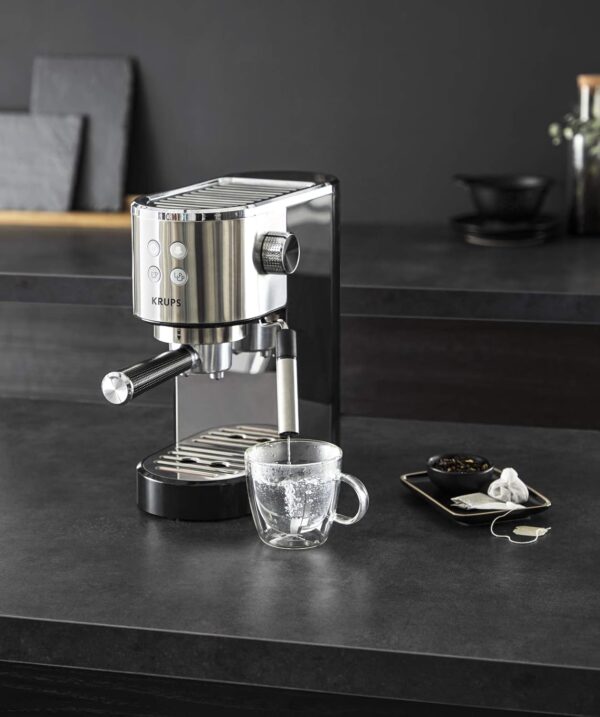 Krups INOX 1L Machine Expresso Virtuoso Automatique, 1 L, 1450 W, Compacte, 2 Tasses, Buse Vapeur pour Cappuccinos et Eau Chaude XP444C10, 1 Liter – Image 11