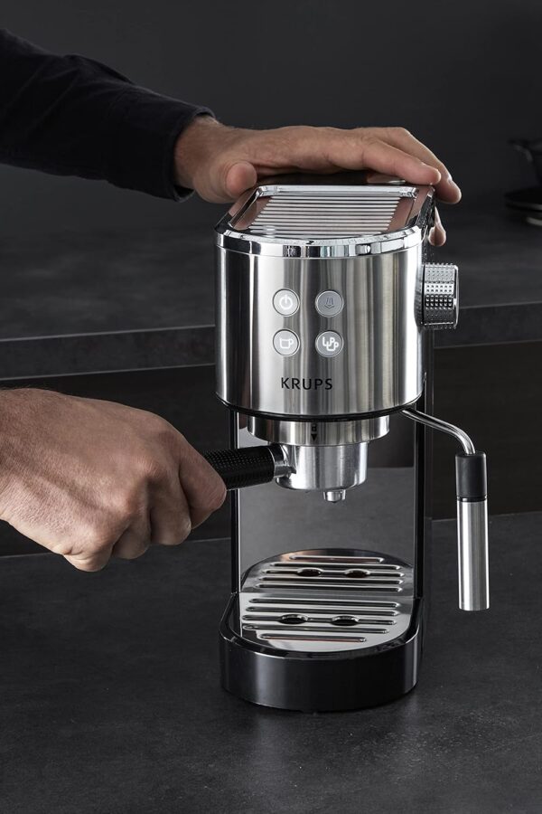 Krups INOX 1L Machine Expresso Virtuoso Automatique, 1 L, 1450 W, Compacte, 2 Tasses, Buse Vapeur pour Cappuccinos et Eau Chaude XP444C10, 1 Liter – Image 10