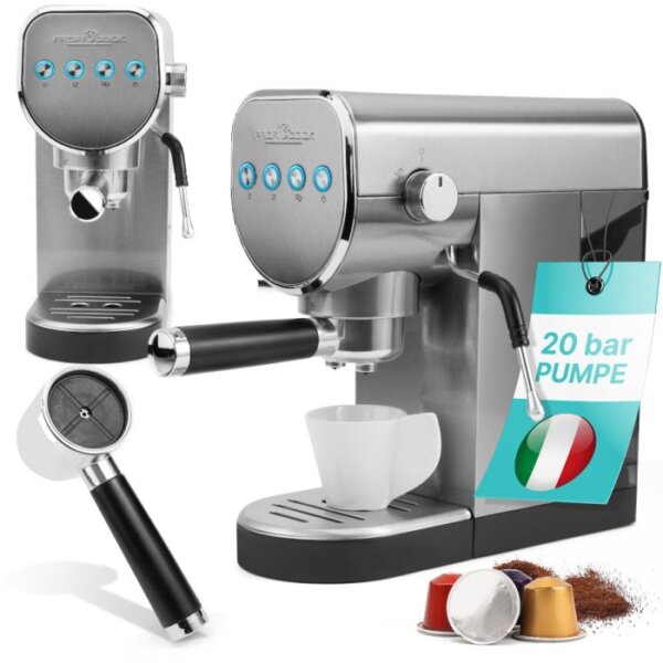 Machine à café expresso ProfiCook PC-ES-KA 1265 en acier inoxydable