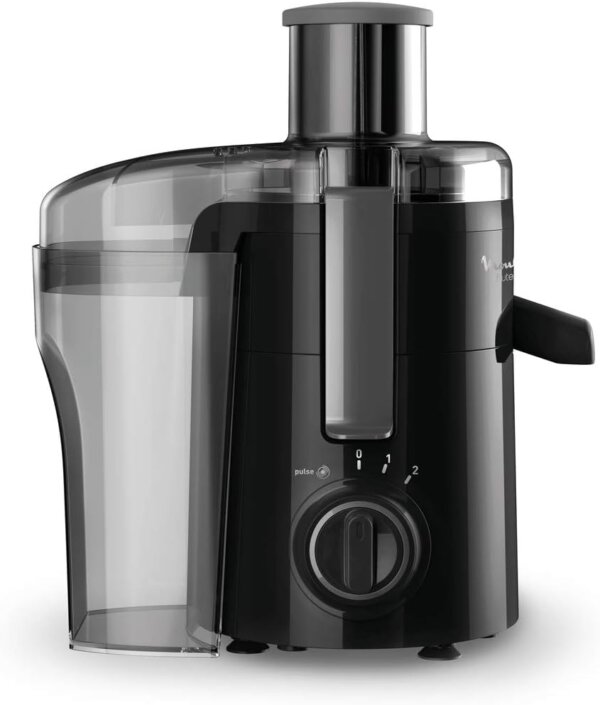 Moulinex Frutelia Plus Centrifugeuse, 950 ml, 350 W, 2 vitesses, Goulot 6 cm, Filtre inox, Compact, Jus maison de fruits et légumes JU370810, Noir – Image 6