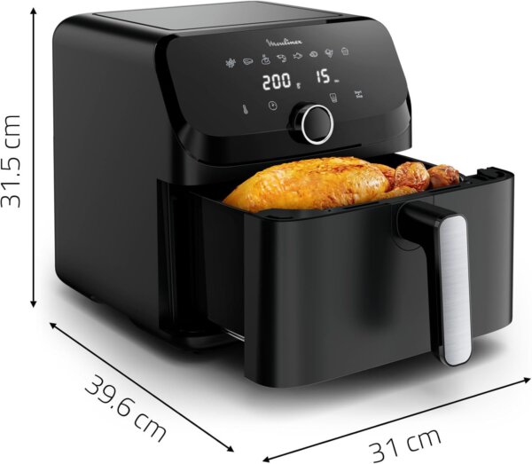 Moulinex Friteuse à air, Très grande capacité de 7.5L, 8programmes prédéfinis, Format compact, Easy Fry Mega, EZ8558F0, Noir – Image 7