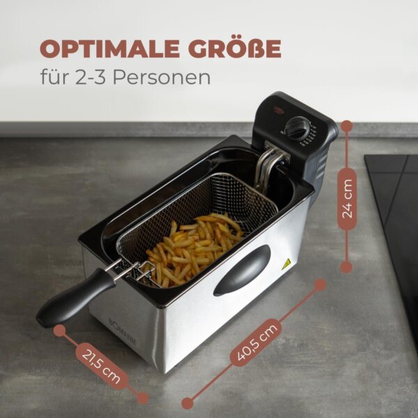 Friteuse electrique - Friteuse avec huile - Bomann FR 2264 CB - 3 L - Noir/Inox – Image 5