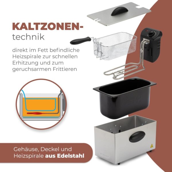 Friteuse electrique - Friteuse avec huile - Bomann FR 2264 CB - 3 L - Noir/Inox – Image 7