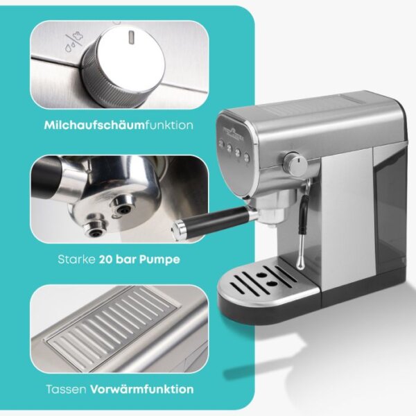 Machine à café expresso ProfiCook PC-ES-KA 1265 en acier inoxydable – Image 2