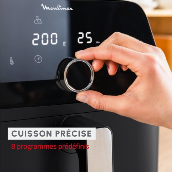 Moulinex Friteuse à air, Très grande capacité de 7.5L, 8programmes prédéfinis, Format compact, Easy Fry Mega, EZ8558F0, Noir – Image 8