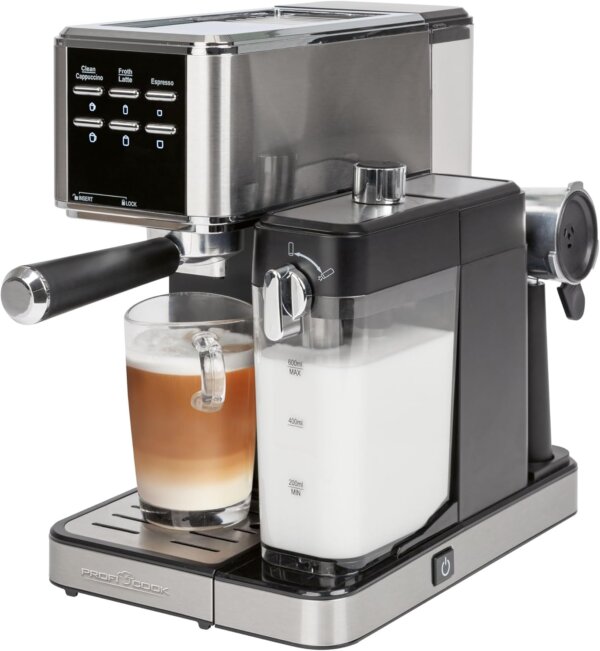 Machine à café expresso ProfiCook avec fonction de mousse de lait PC-ES-KA 1266 en acier inoxydable – Image 5