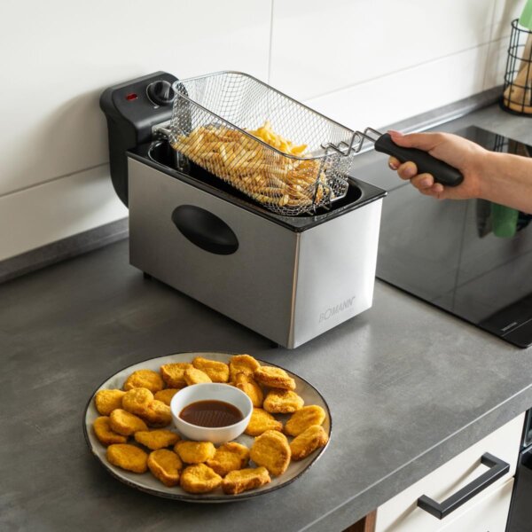 Friteuse electrique - Friteuse avec huile - Bomann FR 2264 CB - 3 L - Noir/Inox – Image 2
