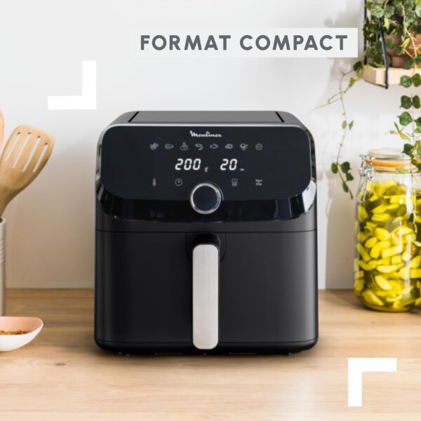 Moulinex Friteuse à air, Très grande capacité de 7.5L, 8programmes prédéfinis, Format compact, Easy Fry Mega, EZ8558F0, Noir – Image 3
