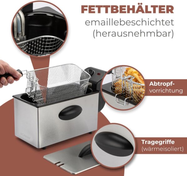 Friteuse electrique - Friteuse avec huile - Bomann FR 2264 CB - 3 L - Noir/Inox – Image 4