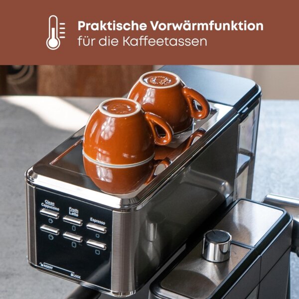 Machine à café expresso ProfiCook avec fonction de mousse de lait PC-ES-KA 1266 en acier inoxydable – Image 3