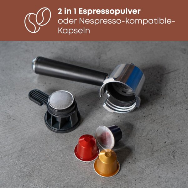 Machine à café expresso ProfiCook avec fonction de mousse de lait PC-ES-KA 1266 en acier inoxydable – Image 4