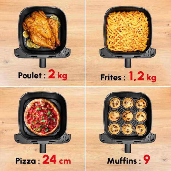 Moulinex Friteuse à air, Très grande capacité de 7.5L, 8programmes prédéfinis, Format compact, Easy Fry Mega, EZ8558F0, Noir – Image 6