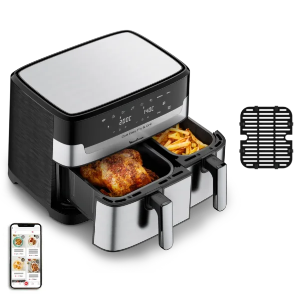 AIR FRYER DUAL EASY FRY & GRILL 8,3 L en acier inoxydable Ref: EZ905D20 – Image 2