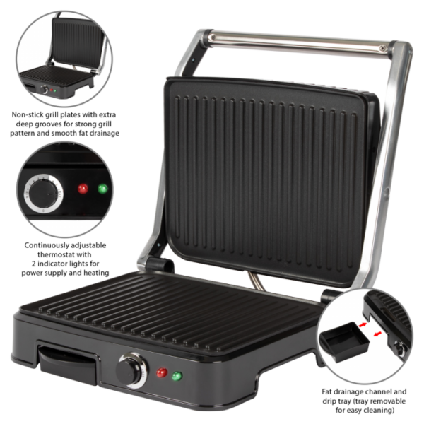 Grill de contact Bomann KG 2242 CB en acier inoxydable/noir – Image 4
