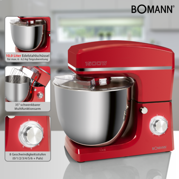 Bomann Pétrin KM 6036 CB rouge – Image 3