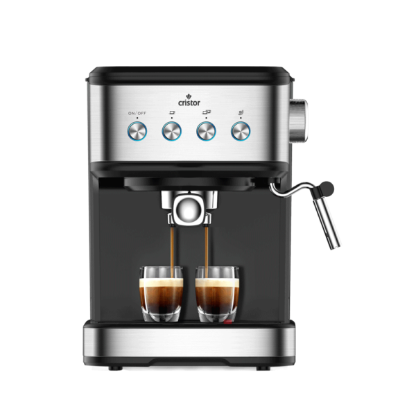 Machine à Café Expresso 3 en 1 CRISTOR - Compatible Capsules et Café Moulu - Pression 20 Bars - Buse Vapeur - 1100W - Noir Inox