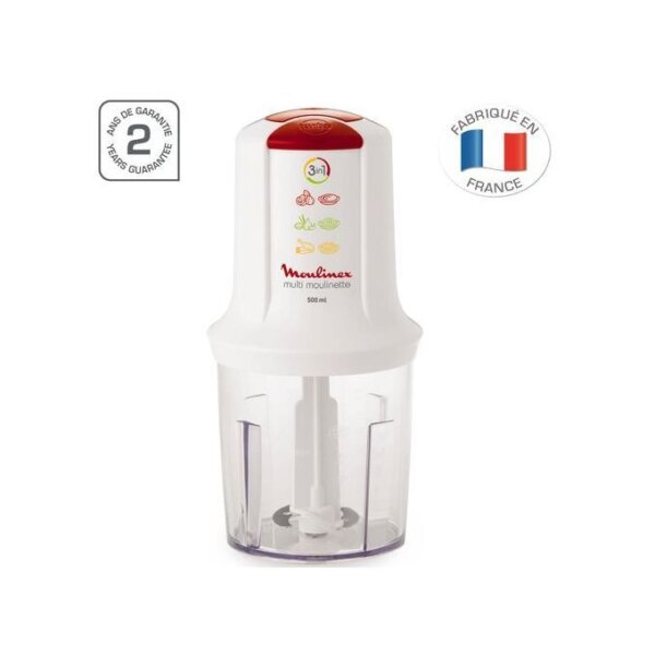 Mini Hachoir Moulinex Multi Moulinette 3en1 (500ml) : Hachez, Émincez, Mélangez Facilement (500W) – Image 3