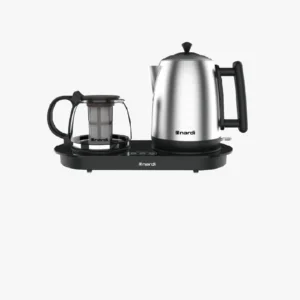 Combiné Bouilloire Électrique 1.7L et Théière Intégrée 2400W - Design Noir & Inox