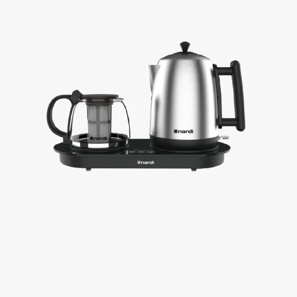 Combiné Bouilloire Électrique 1.7L et Théière Intégrée 2400W - Design Noir & Inox